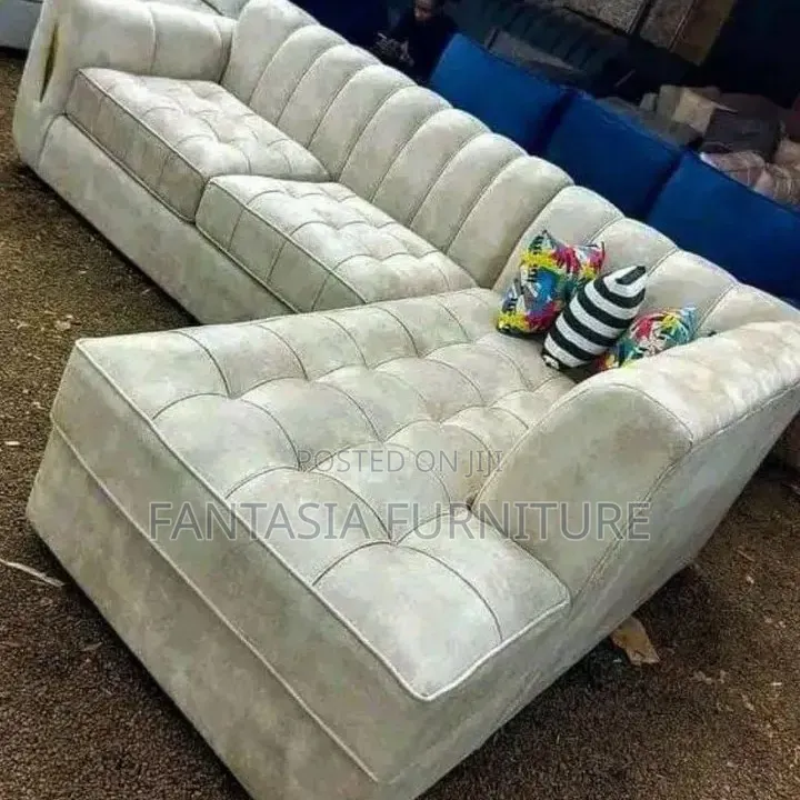 L-Shaped Cream Sectional Sofa