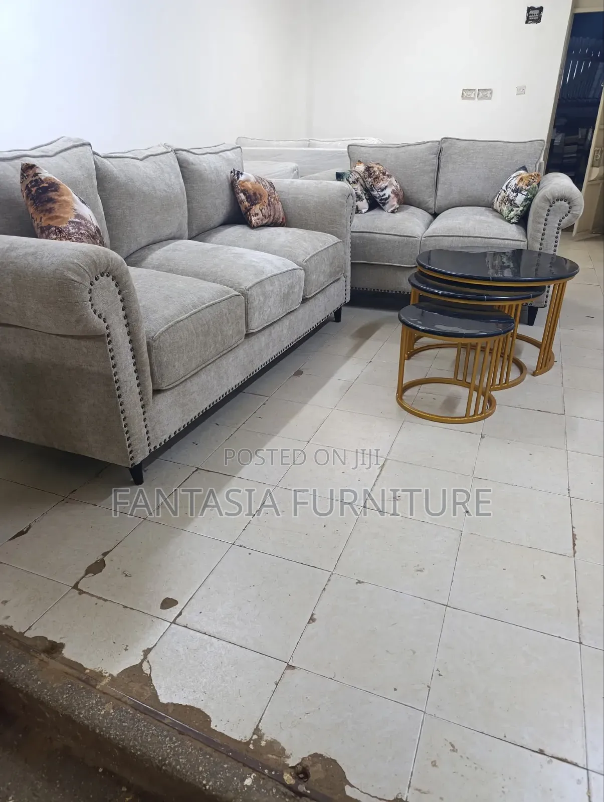 3 + 2 Seater Grey Sofa Set