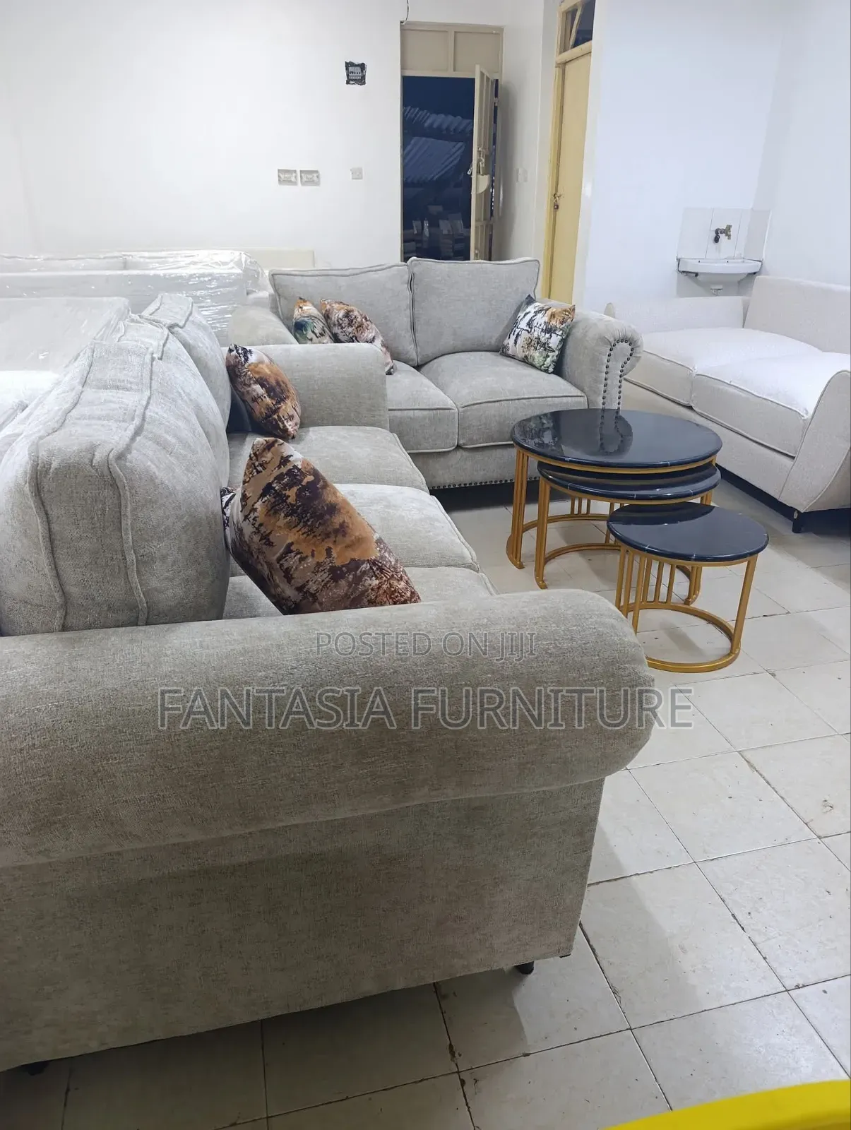 3 + 2 Seater Grey Sofa Set