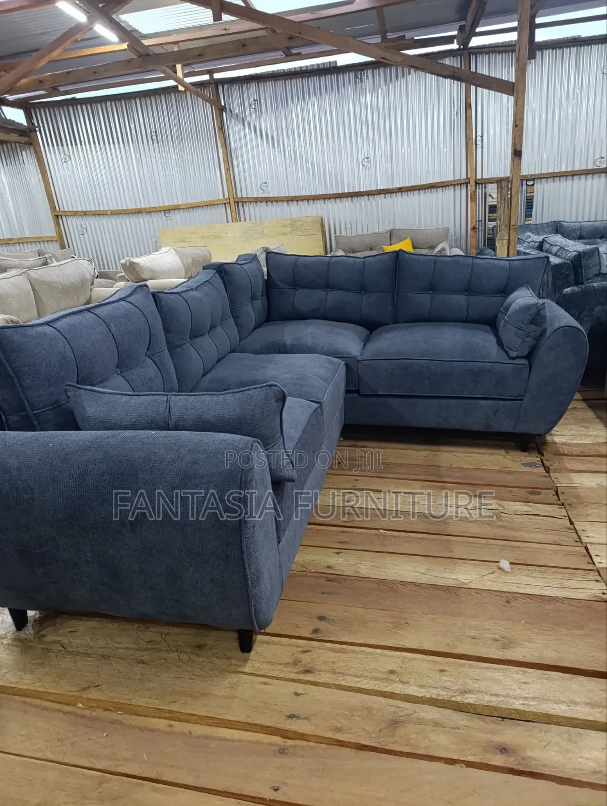 L-Shaped Blue Sofa (5-Seater)