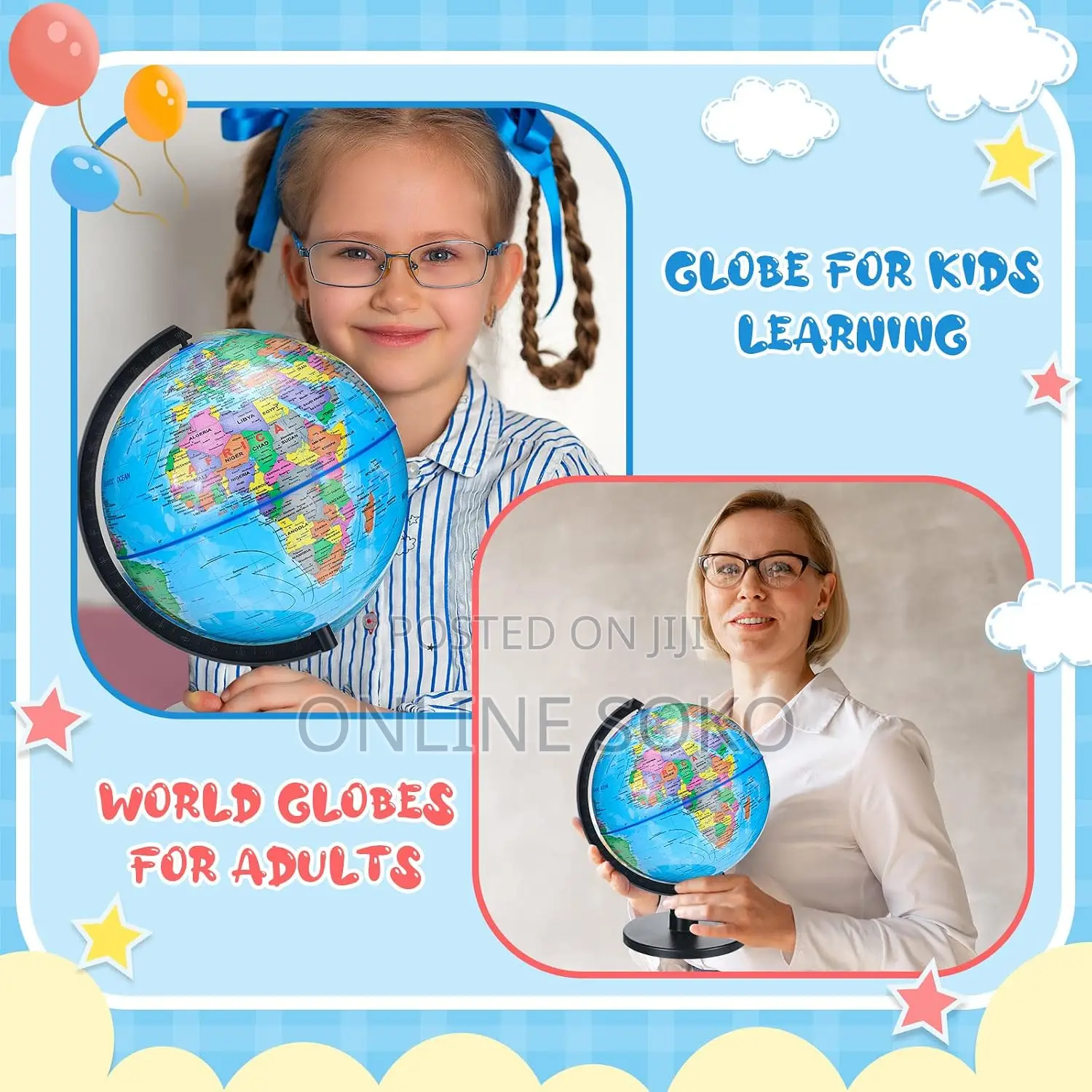 World Globe for Kids – Rotating Educational Geography Globe With Stand