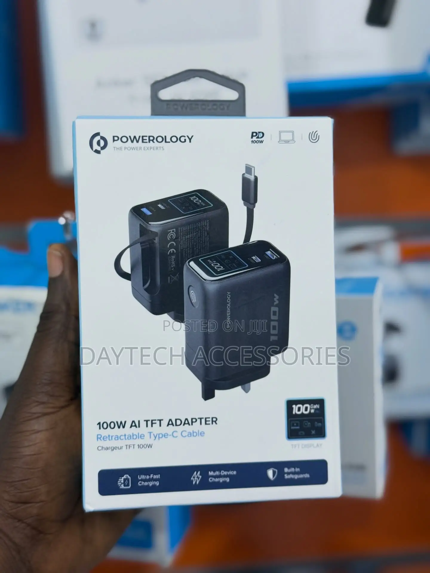 Powerology 100W AI TFT Charging Adapter - Black