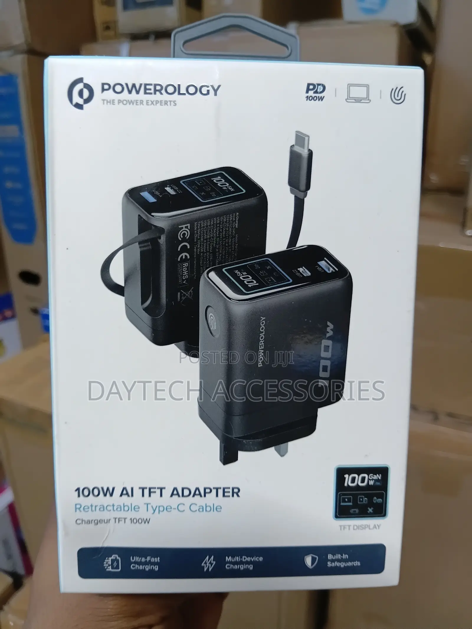 Powerology 100W AI TFT Charging Adapter - Black