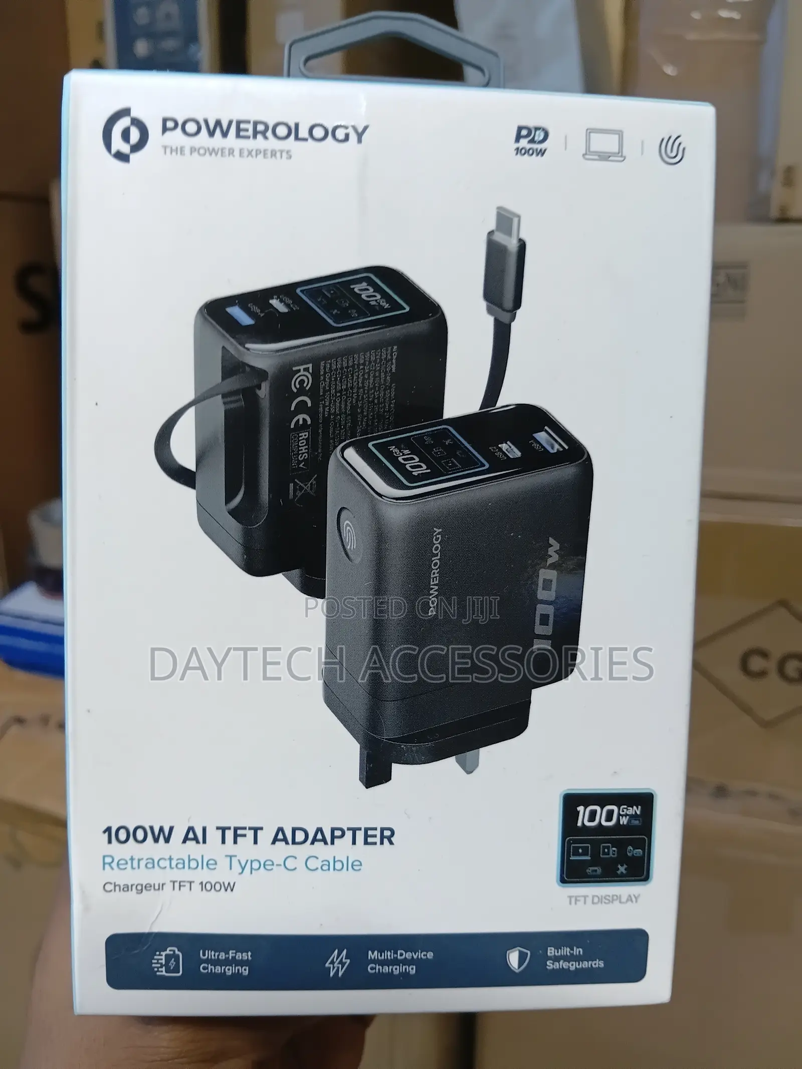Powerology 100W AI TFT Charging Adapter - Black