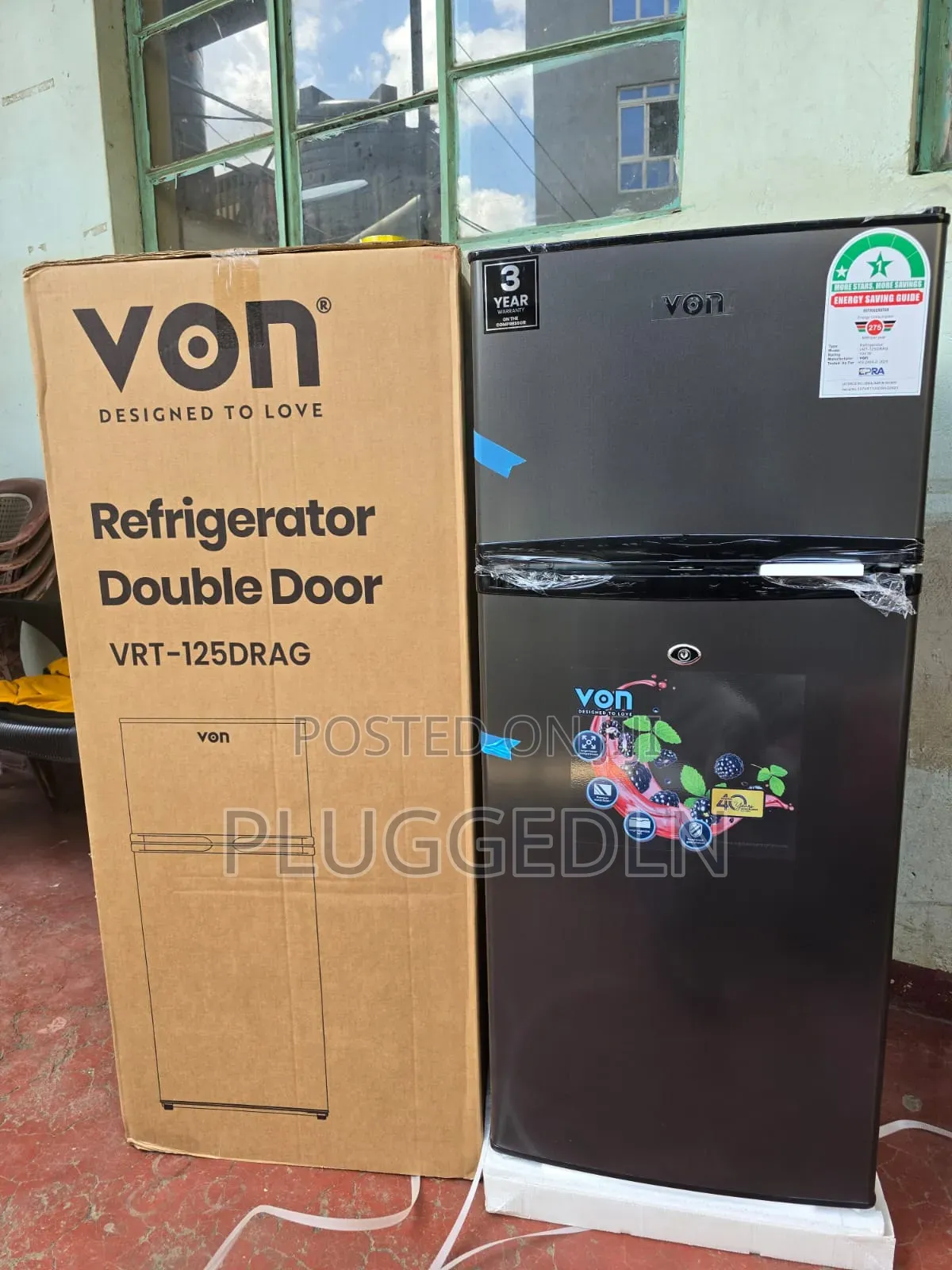 Von Double Door Fridge 125Litres Direct Cool