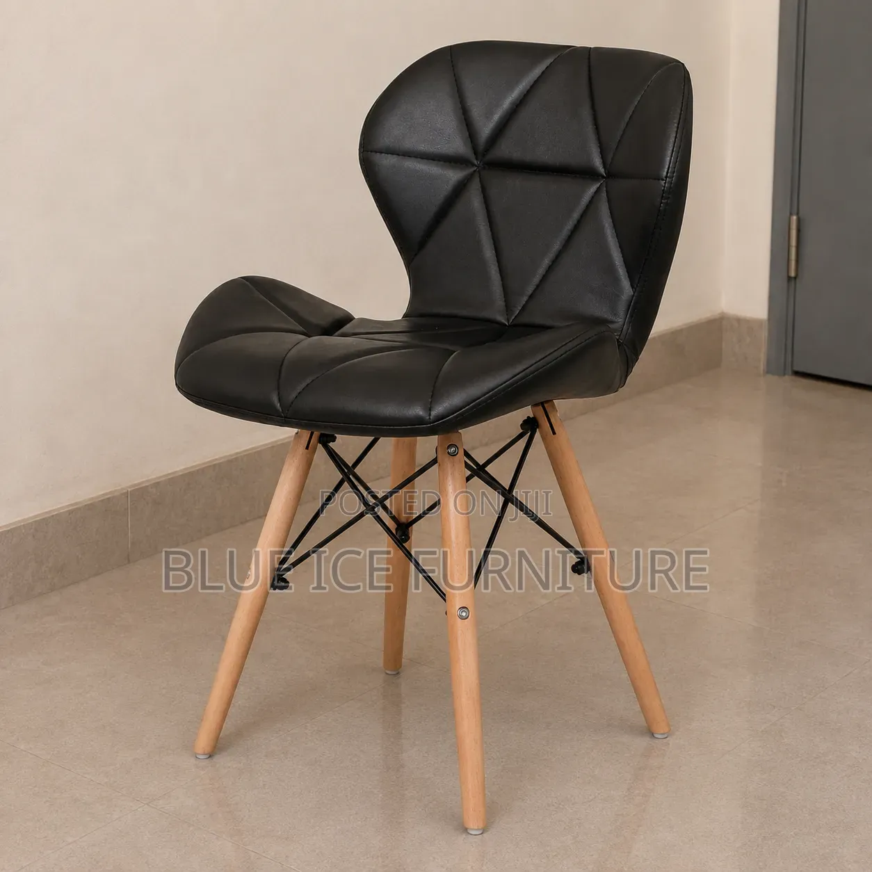 Modern Black Leather Dining Chair