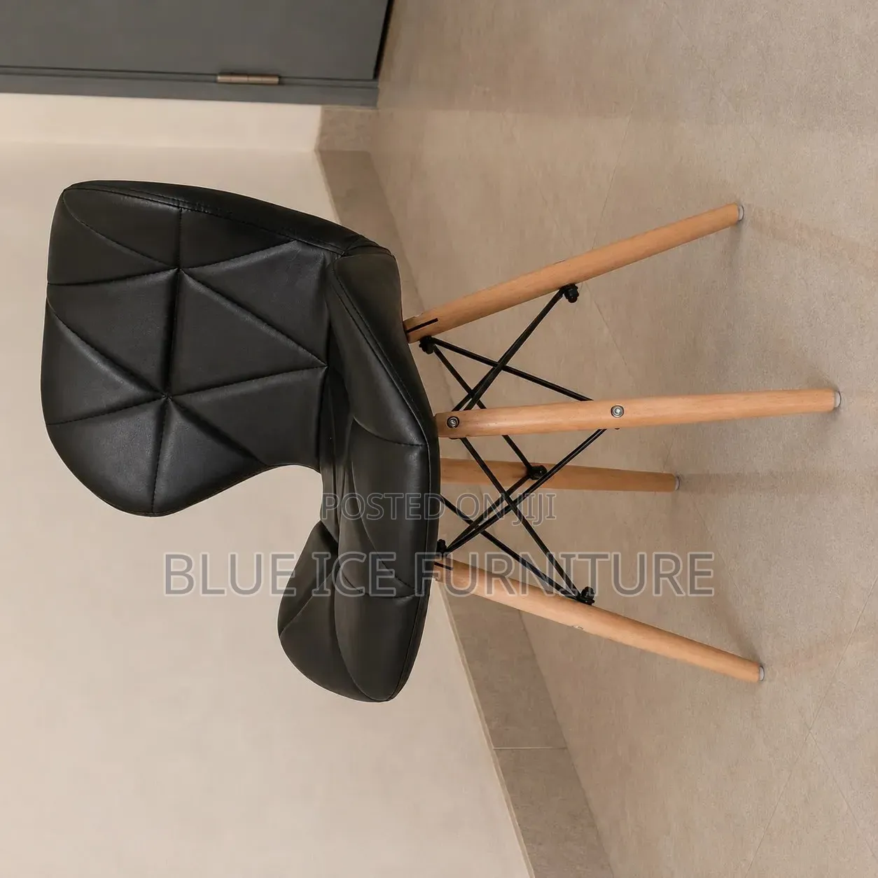 Modern Black Leather Dining Chair