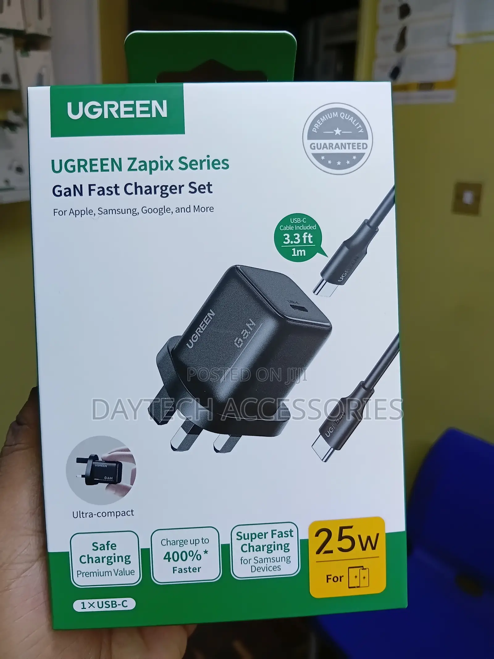 UGREEN 25W PD Fast Charger Adapter + USB-C Cable - Black