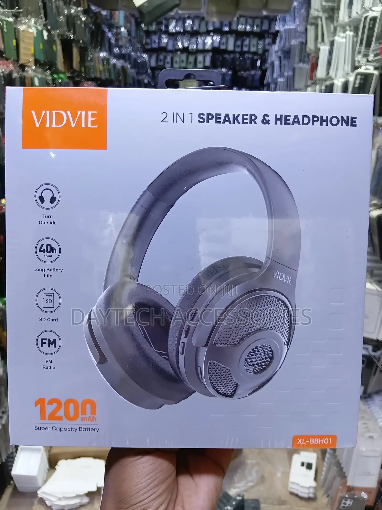 Vidvie XL-BBH01 2-in-1 Multifunctional Speaker & Headphone, - Black