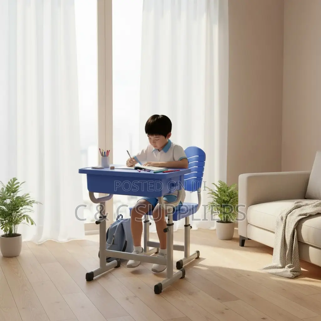 Blue Classroom Kids Desk and Chair Set.