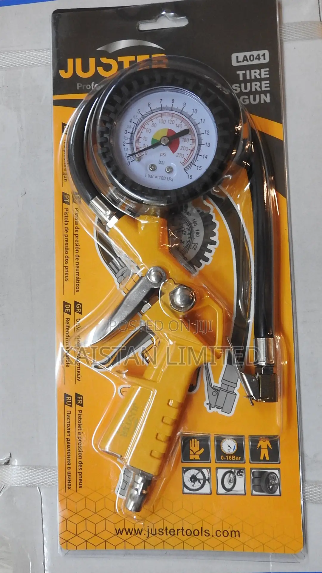 Car Tyre Inflator Gun With Pressure Gauge 16 Bar