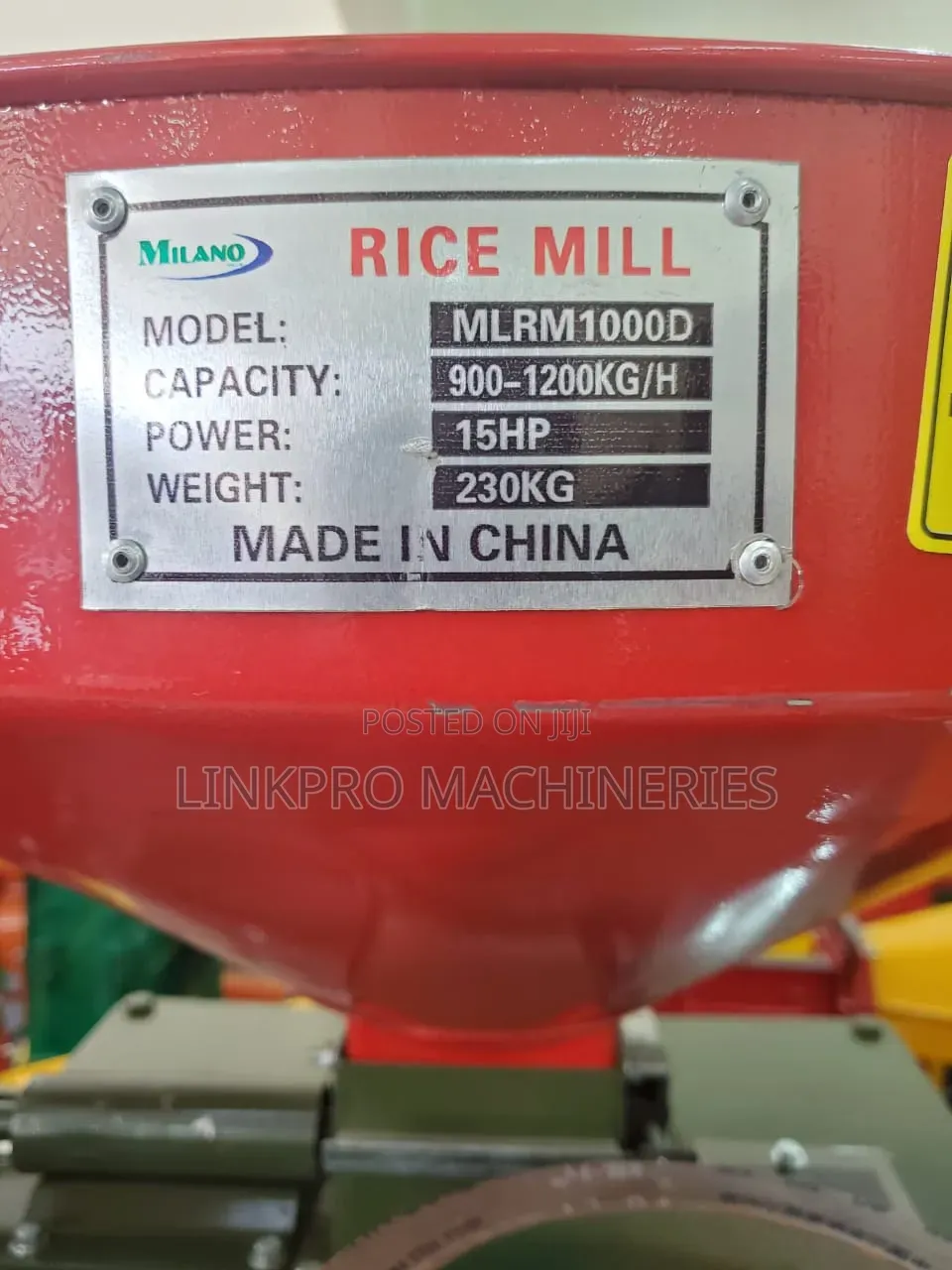 Milano Rice Mill Machine 900-1200 Kg/Hour 15hp
