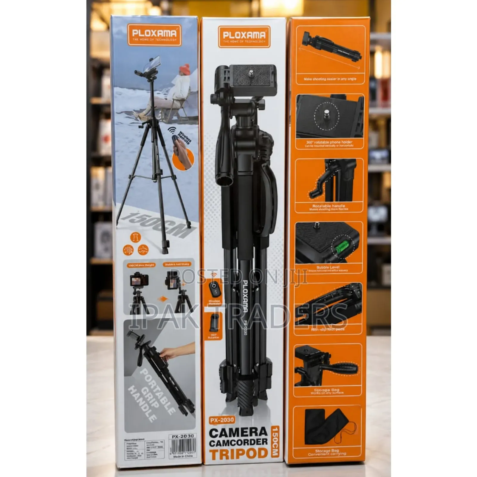 PLOKAMA PK-9930 – 150CM Tall, 360° Rotating Tripod With Bt Remote
