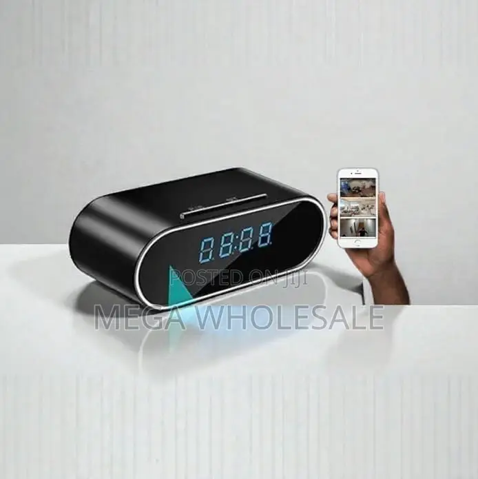 Mini HD Surveillance WiFi Alarm Table Clock Hidden Spy Camera