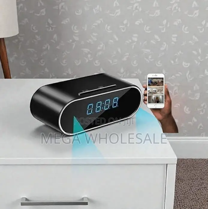 Phone Viewing Monitor WiFi Alarm Table Clock Hidden Spy Camera