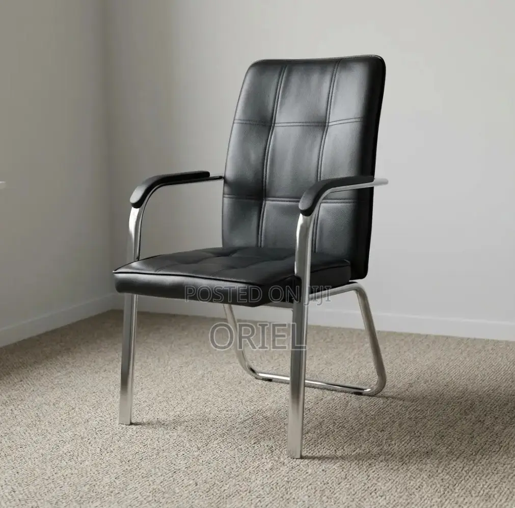 Office Chair : Medium Back Leather Padded Waiting Chair