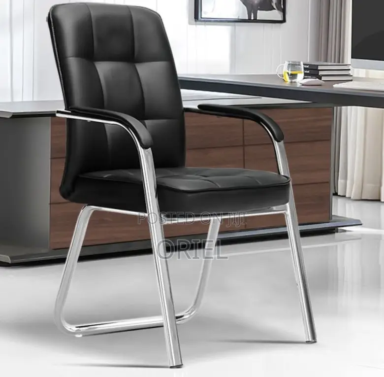 Office Chair : Medium Back Leather Padded Waiting Chair