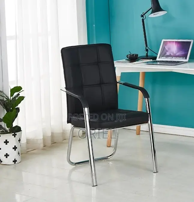Office Chair : Medium Back Leather Padded Waiting Chair