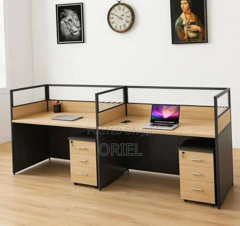 Office Workstation : 2-Person Straight Office Staff Workstation