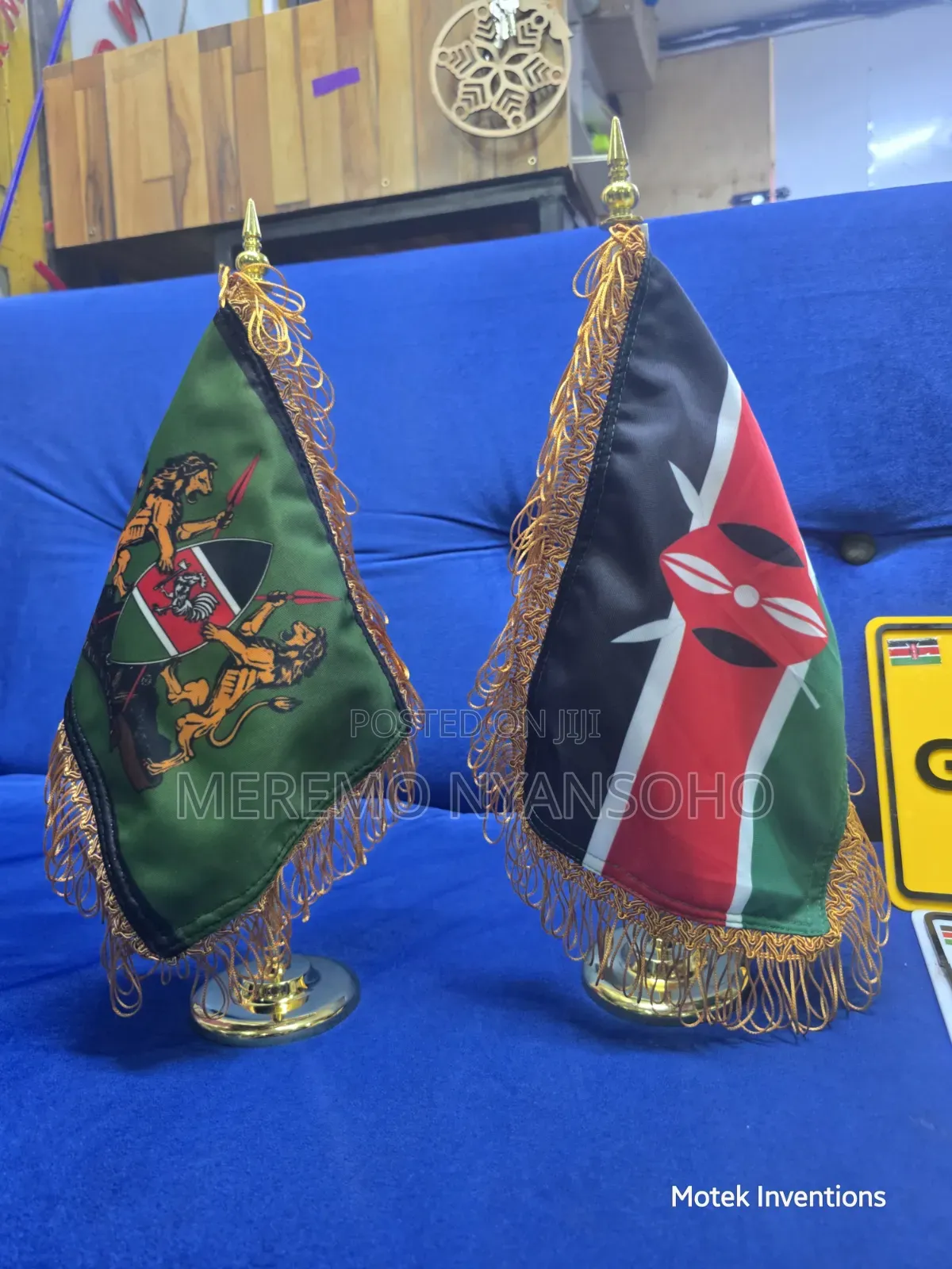 Golden Table Flag With Stands