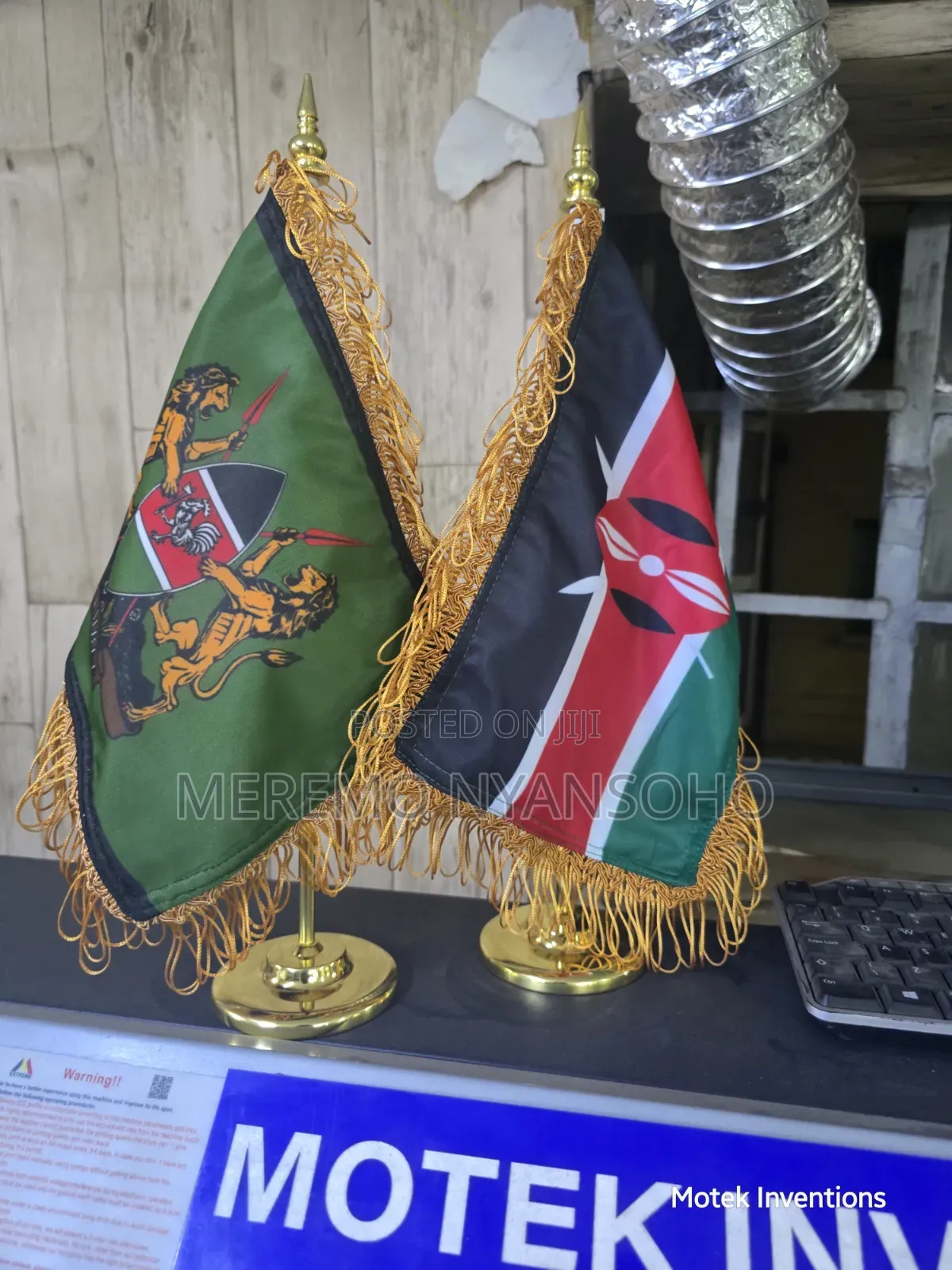 Golden Table Flag With Stands