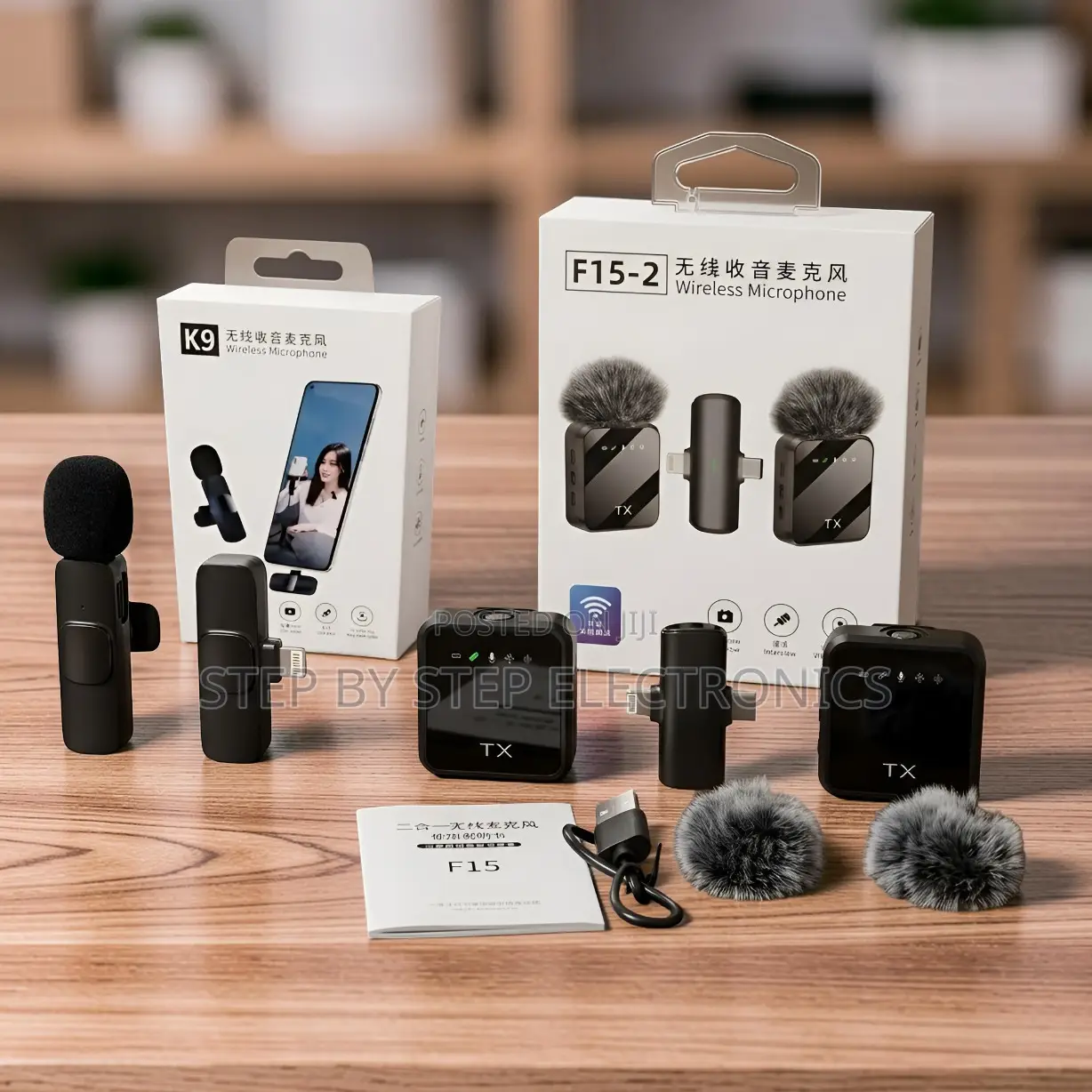 K9,f15-2 Wireless Lavalier Microphone 2TX for Reels and Vlogs