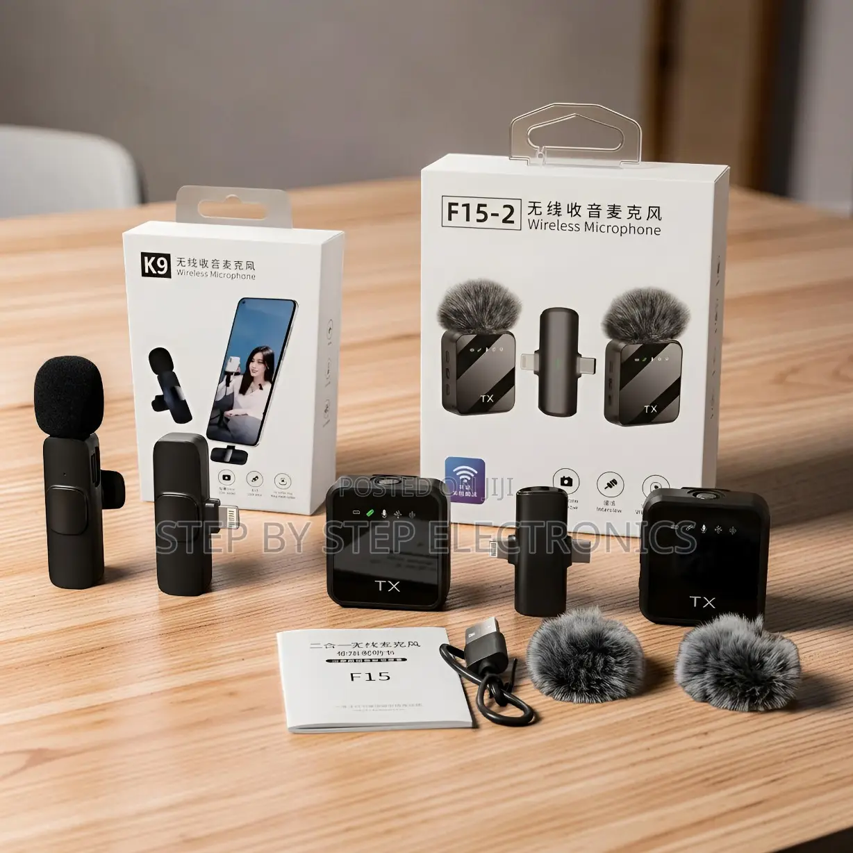 K9,f15-2 Wireless Microphone 2TX Ideal for TikTok YouTube Vlogging