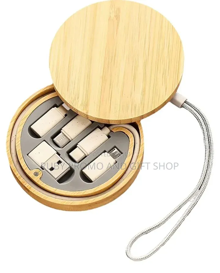 6-in- Round Bamboo Charging Cable Kit