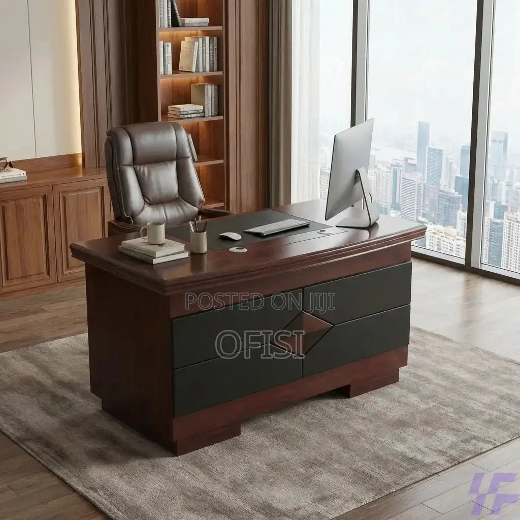 Office Desk; Mahogany 140Cm Executive Office Desk
