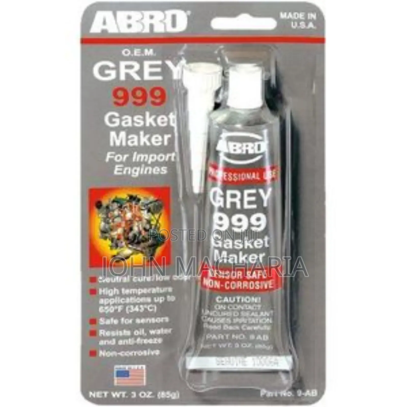 ABRO Grey 999 RVT Silicone Gasket Maker (3 Oz/85g)