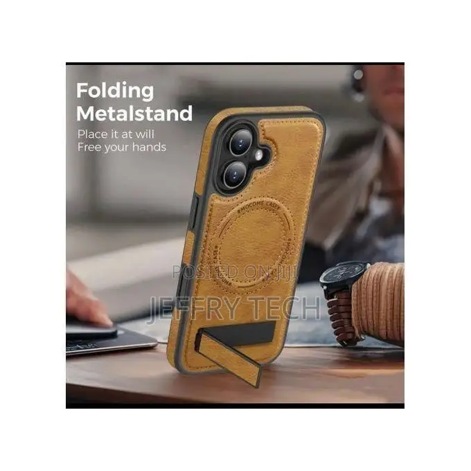 Magnetic Leather Ring Case Stand Suitable for iPhone 17