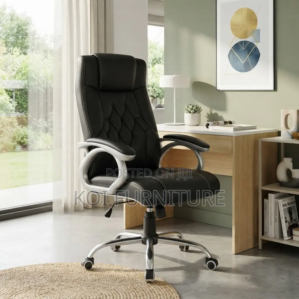 Office Chairs; Leather Fixed Office High Backrest Chairs