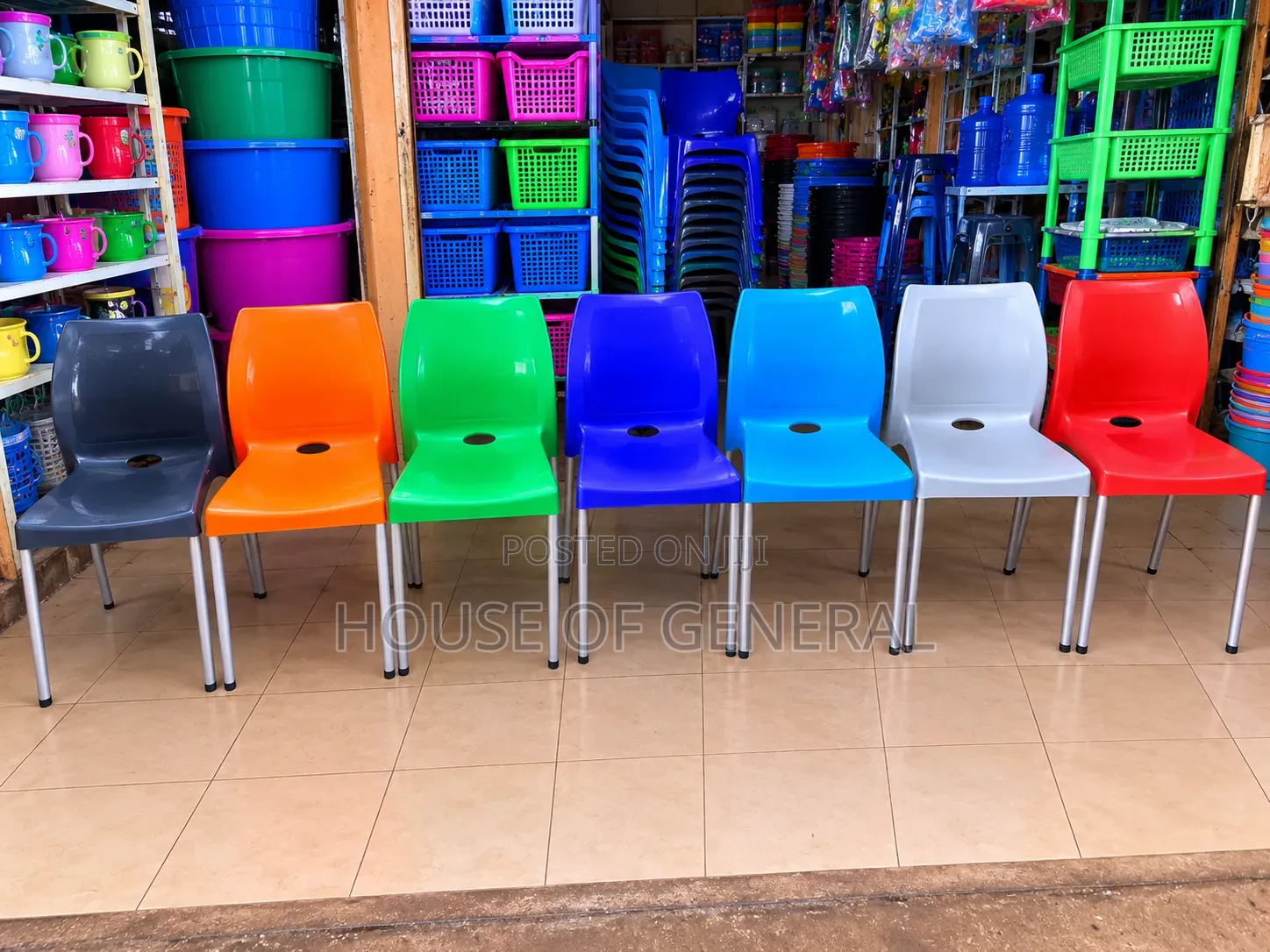 Goid Quality Armless Plastic Chairs  With Metal Tubing. Durable Chair