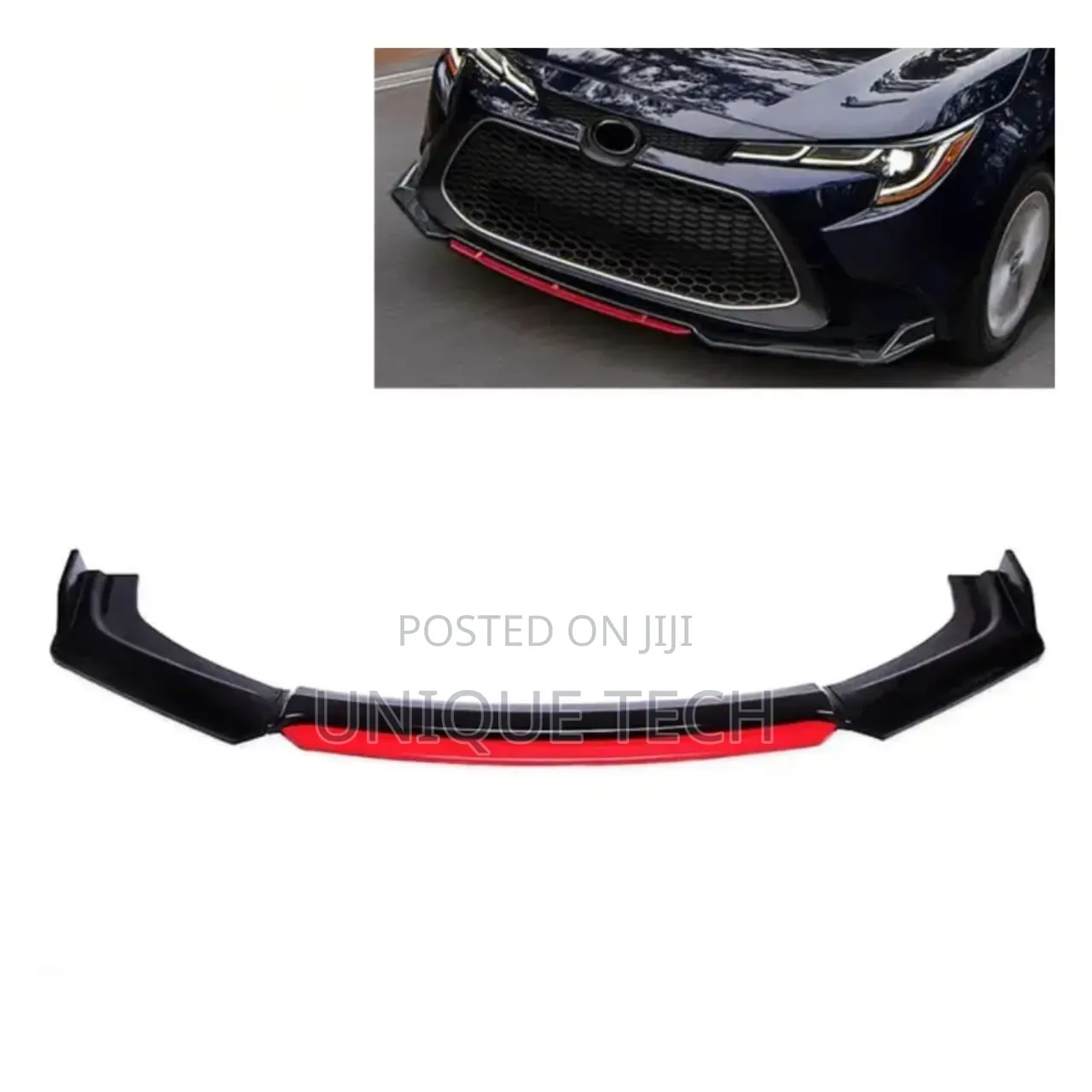 Universal Car Bumper Lip Front Splitter(black With Red Trim)