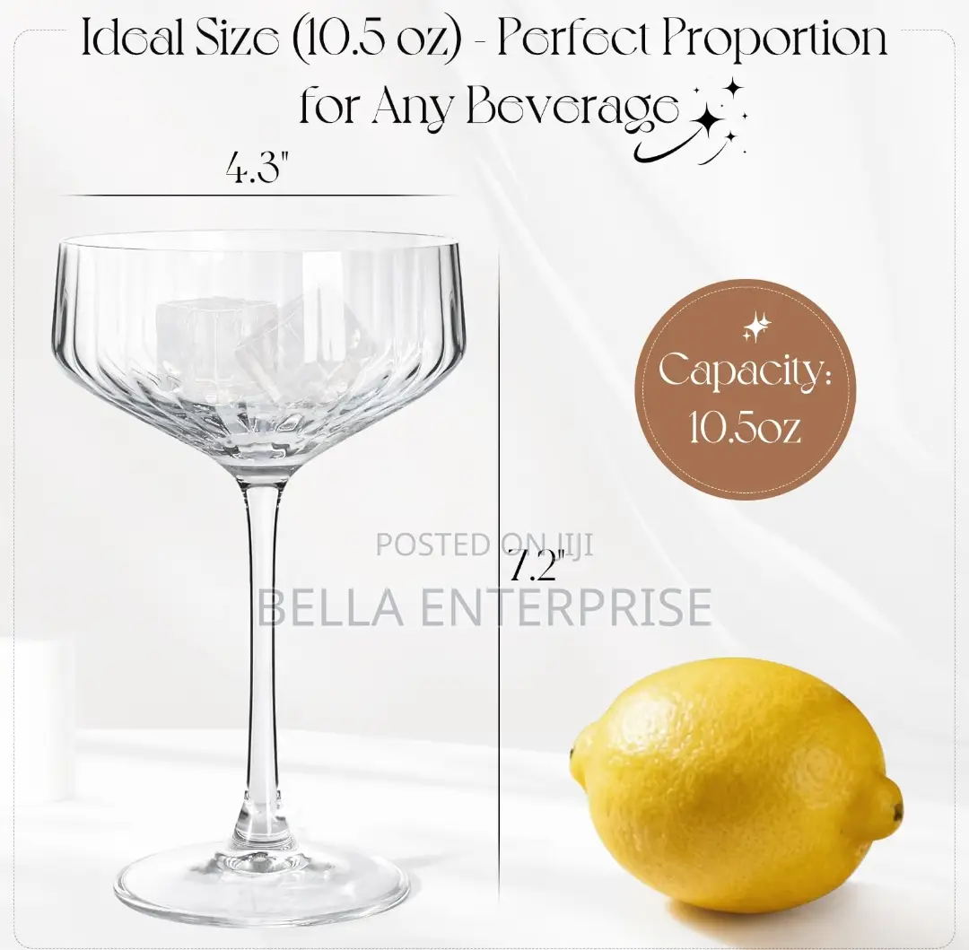 Martini Glasses 6-Piece Ribbed Glass