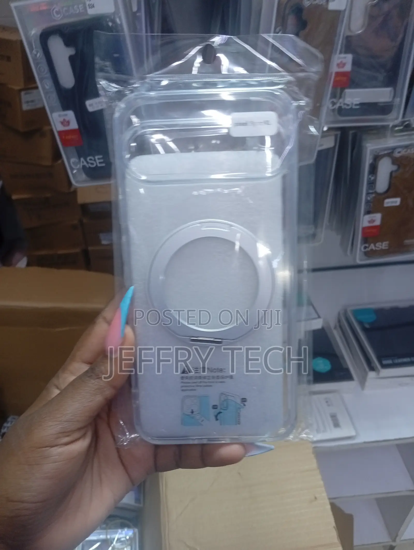 Transparent Magnetic Phone Case With a Magnetic Ring on the Back.