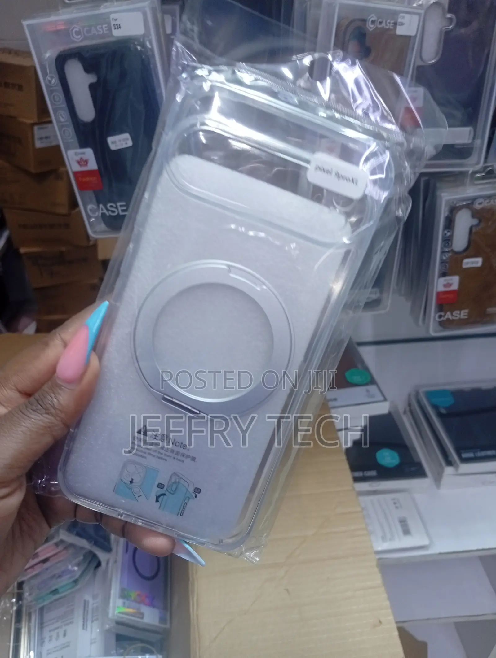 Transparent Magnetic Phone Case With a Magnetic Ring on the Back.