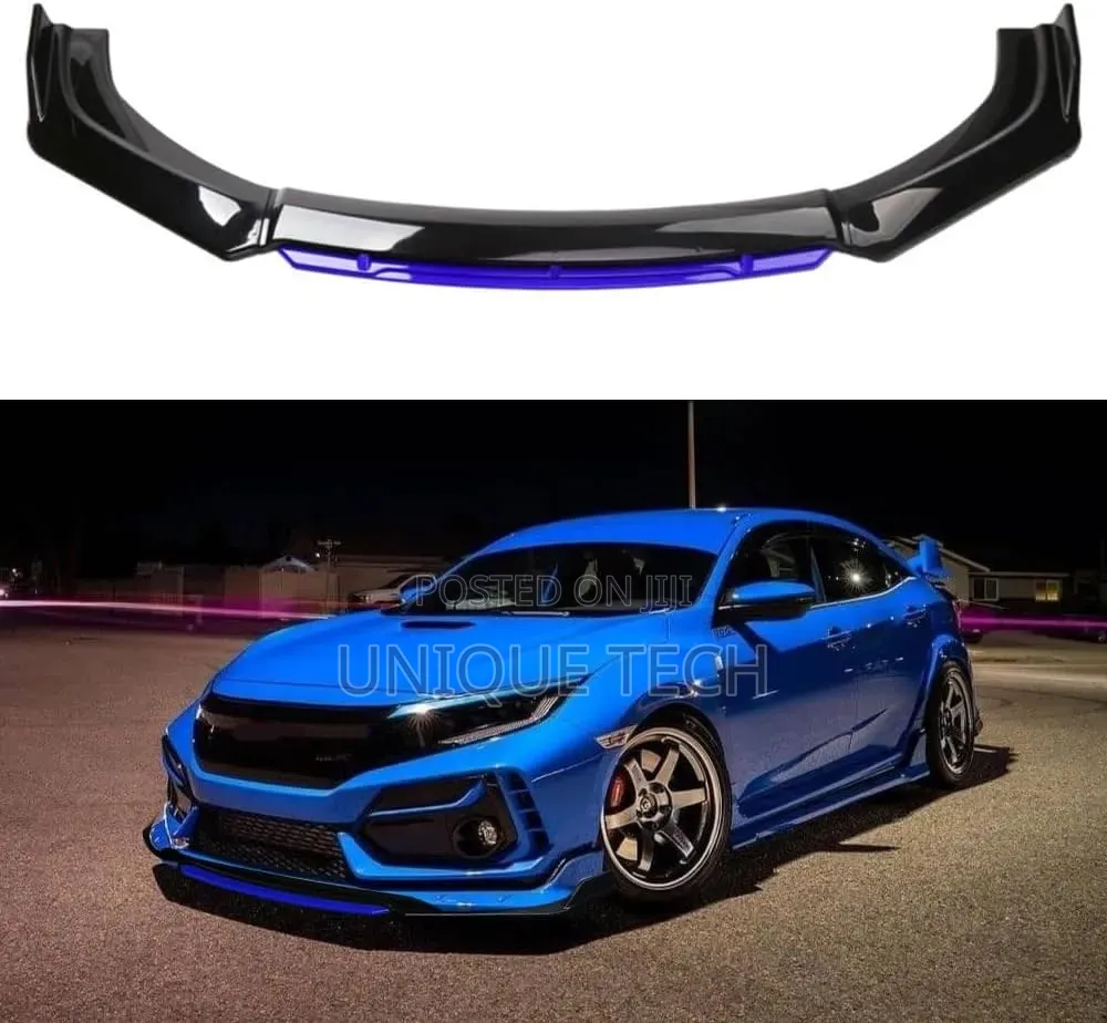 Front Universal Bumper Lip Black With Blue Trim