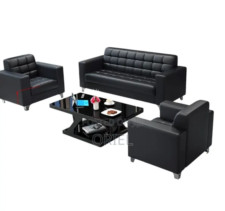 Office Sofa : Black Leather Office Sofa
