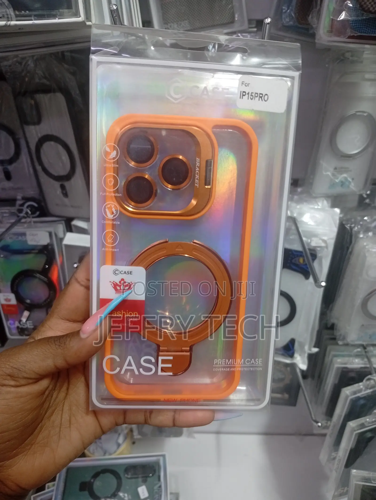 Orange Transparent MagSafe Phone Case for the iPhone 15 Pro