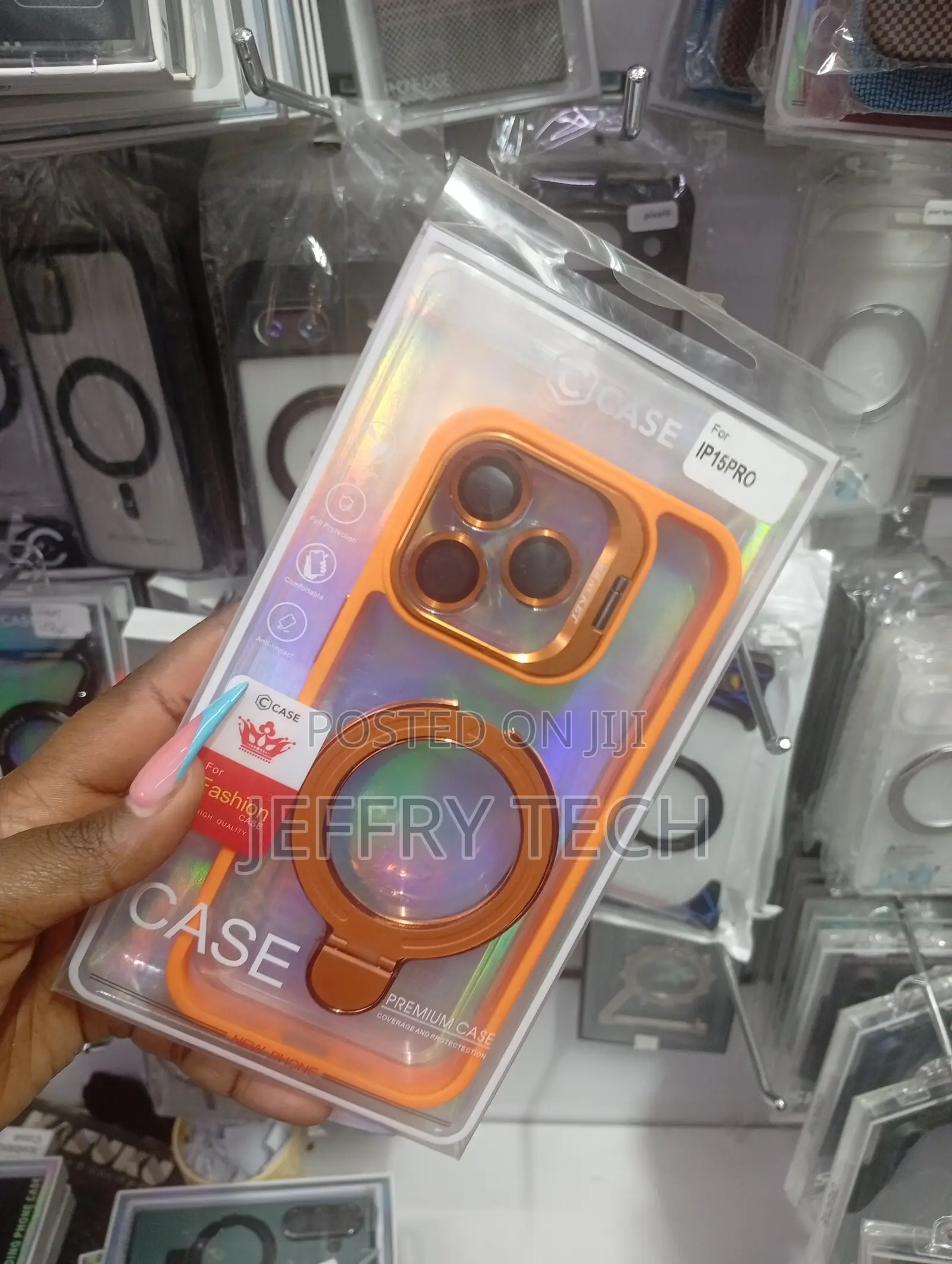 Orange Transparent MagSafe Phone Case for the iPhone 15 Pro