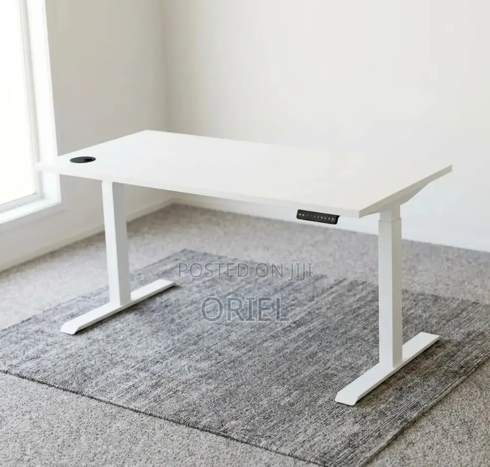 Office Desk : White Electric Standing Desk- 120CM