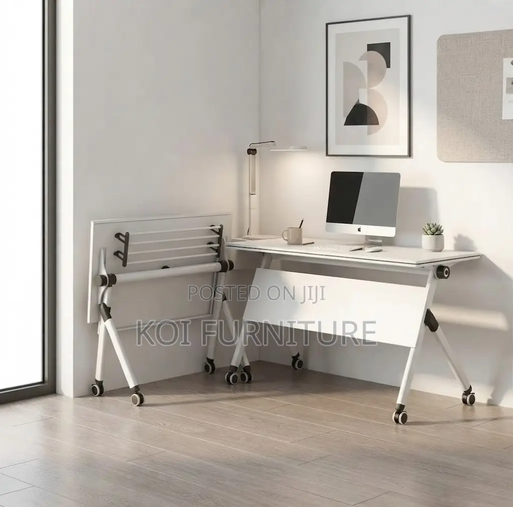 Office Desk; White Folding 1200MM Mobile Office Table