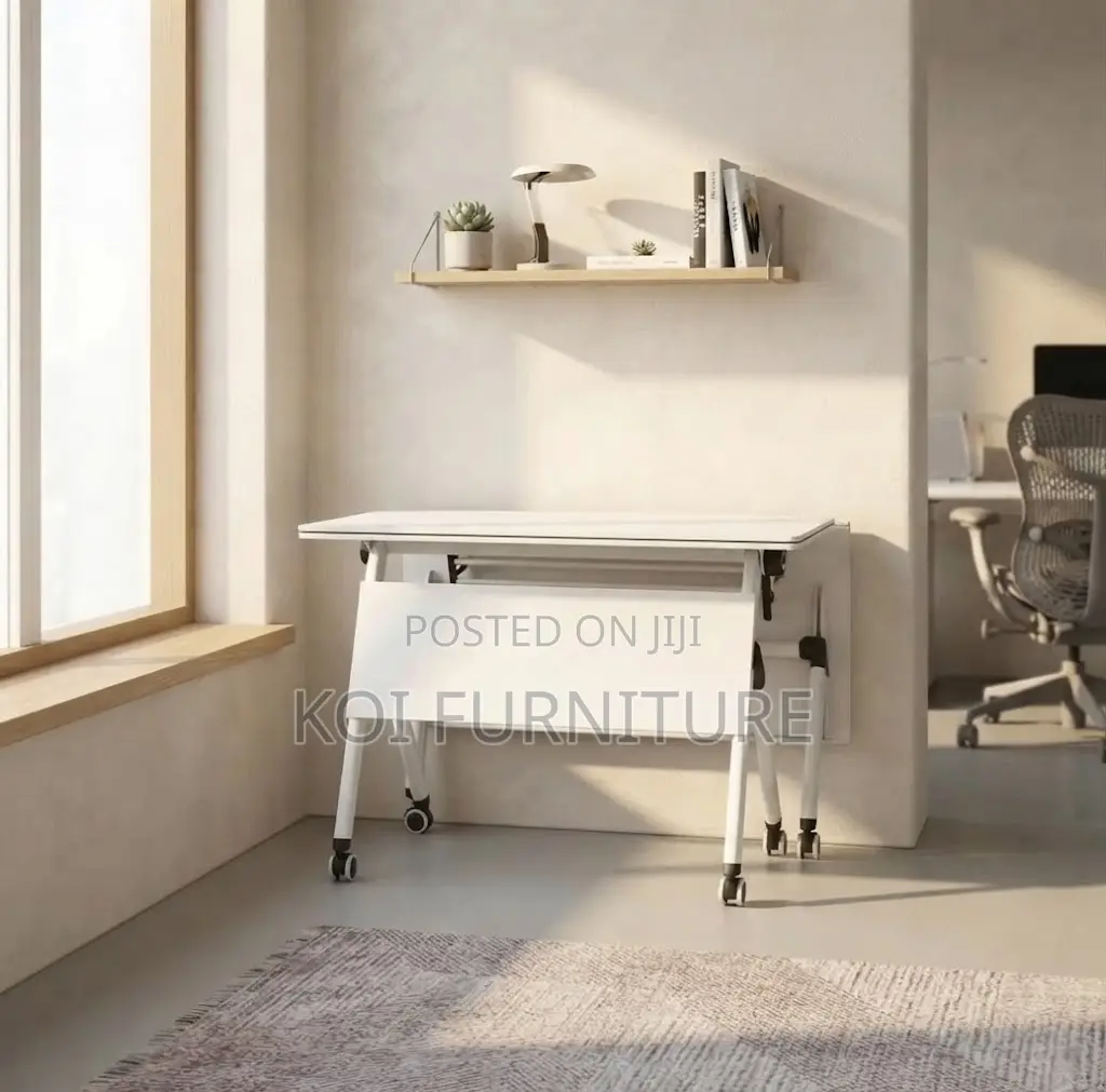 Office Desk; White Folding 1200MM Mobile Office Table