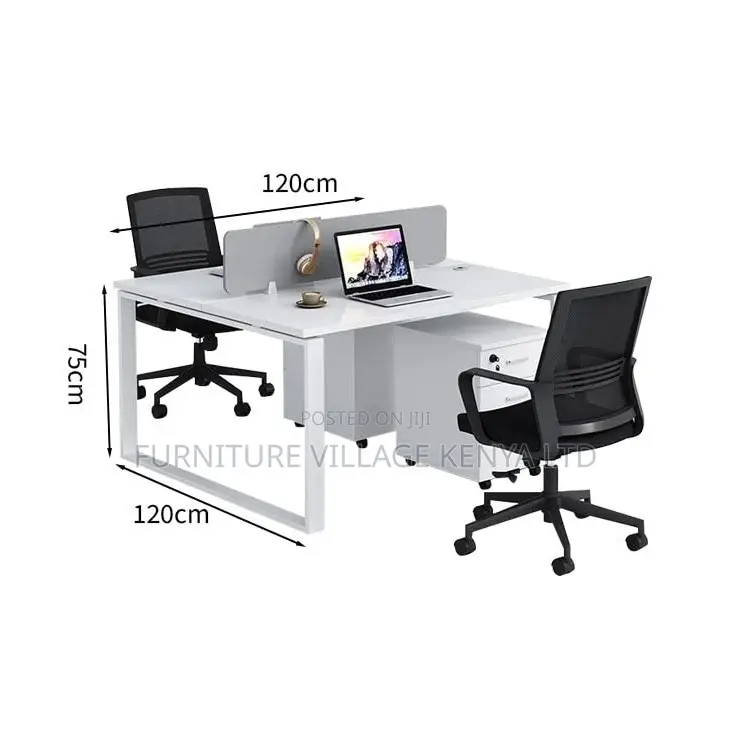 Workstation; 2 Seater White Custom Office Workstation Desk-Storage