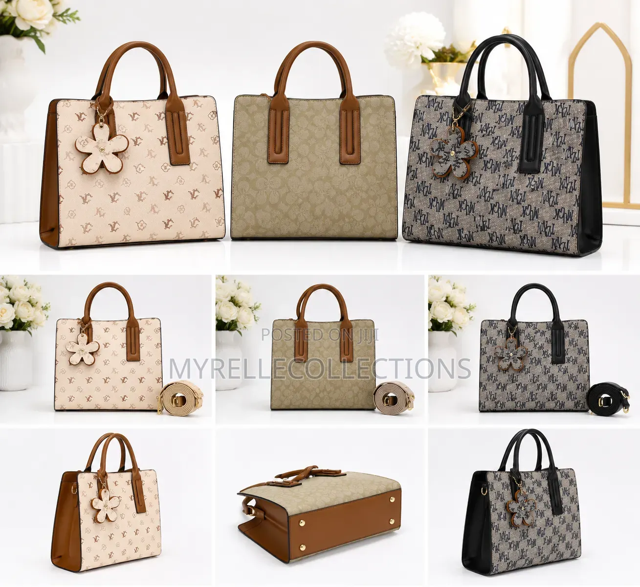 Elegant Beige & Brown Structured Handbag for Ladies