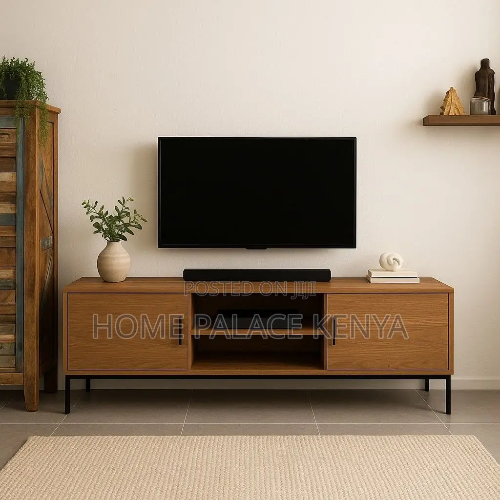 TV Stand; Contemporary Wooden TV Stand With Multiple Storage Shelves