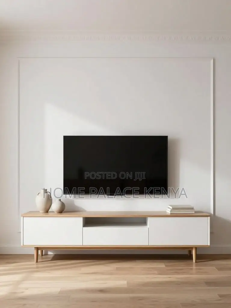 TV Stand; Contemporary Wooden TV Stand With Multiple Storage Shelves