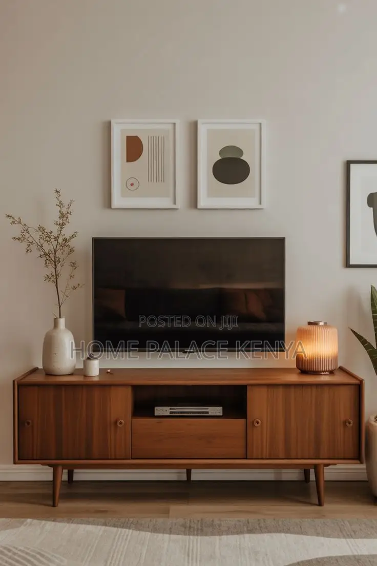 TV Stand; Contemporary Wooden TV Stand With Multiple Storage Shelves