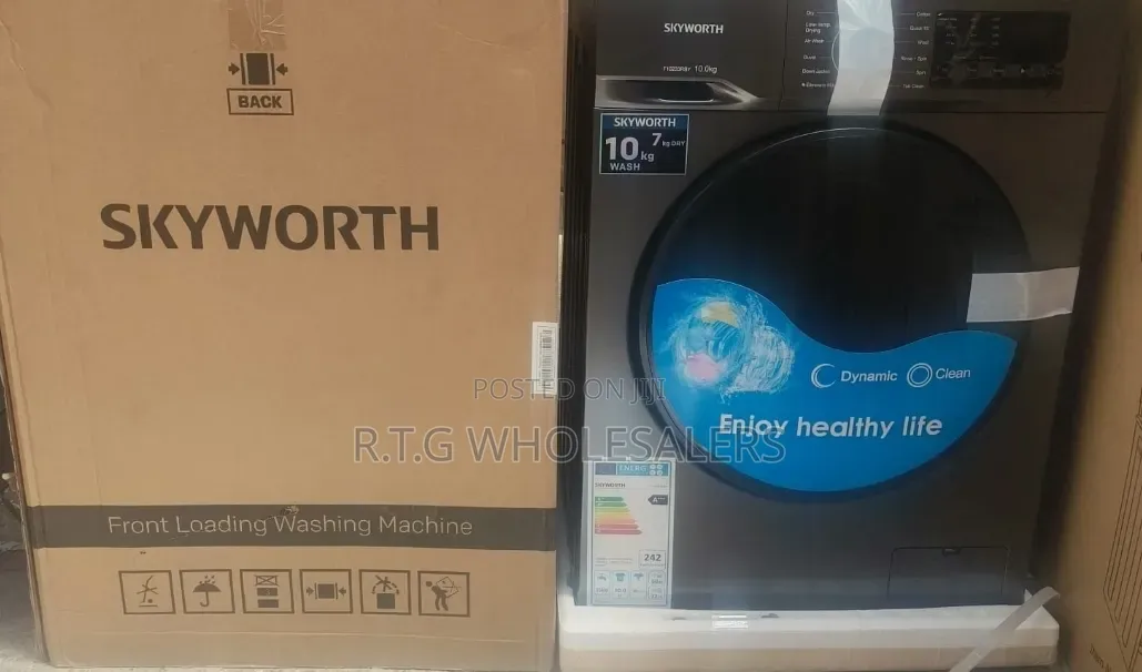 2. Skyworth 8kg Front Load Washer – Smart Laundry